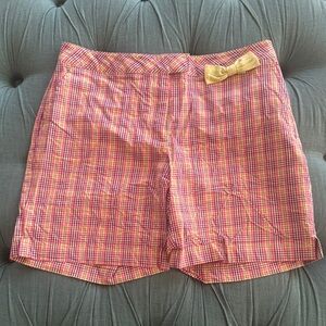 Plaid Women's Golf Shorts with Bow Accent